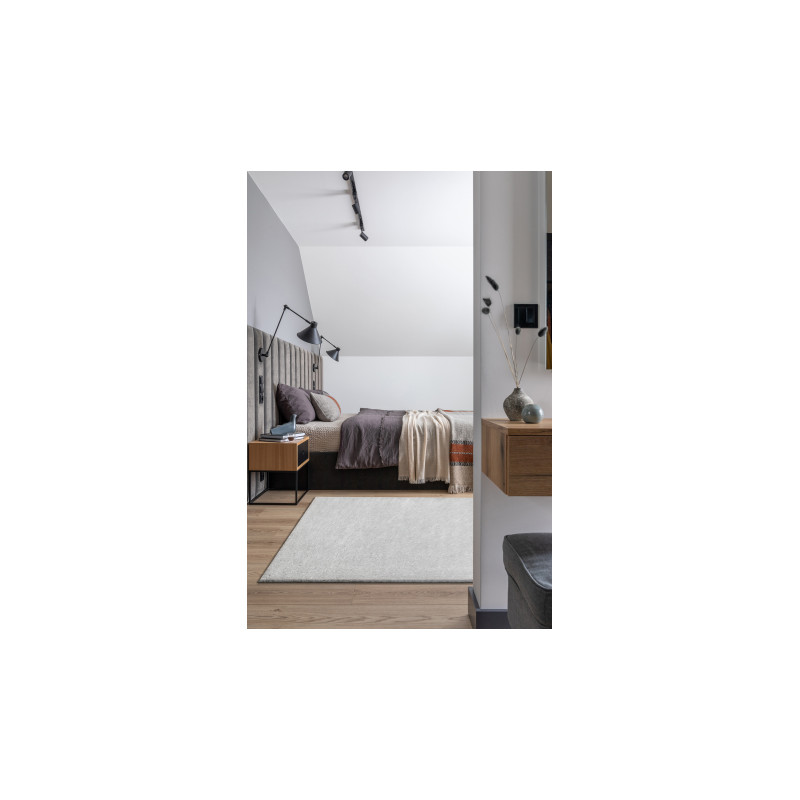 Dywan BUENOS 7005 shaggy jednolity, jednokolorowy srebrny 140x190cm