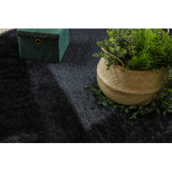 Dywan BUENOS koło 6649 shaggy jednolity, jednokolorowy czarny koło 120cm