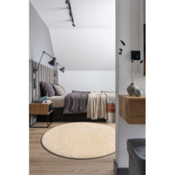 Dywan BUENOS koło 6652 shaggy jednolity, jednokolorowy krem koło 120cm