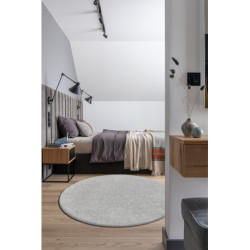Dywan BUENOS koło 7005 shaggy jednolity, jednokolorowy srebrny koło 150cm