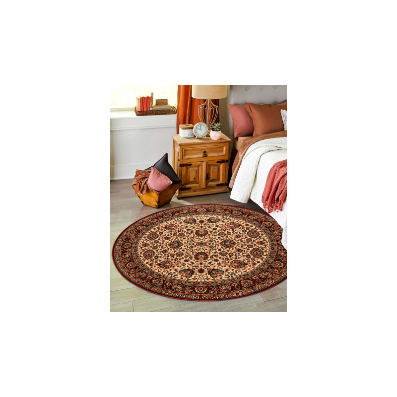 Dywan wełniany KASHQAI 4362 102 koło ornament beż / bordo koło 160cm Dywan wełniany KASHQAI 4362 102 koło ornament beż / bordo koło 160cm