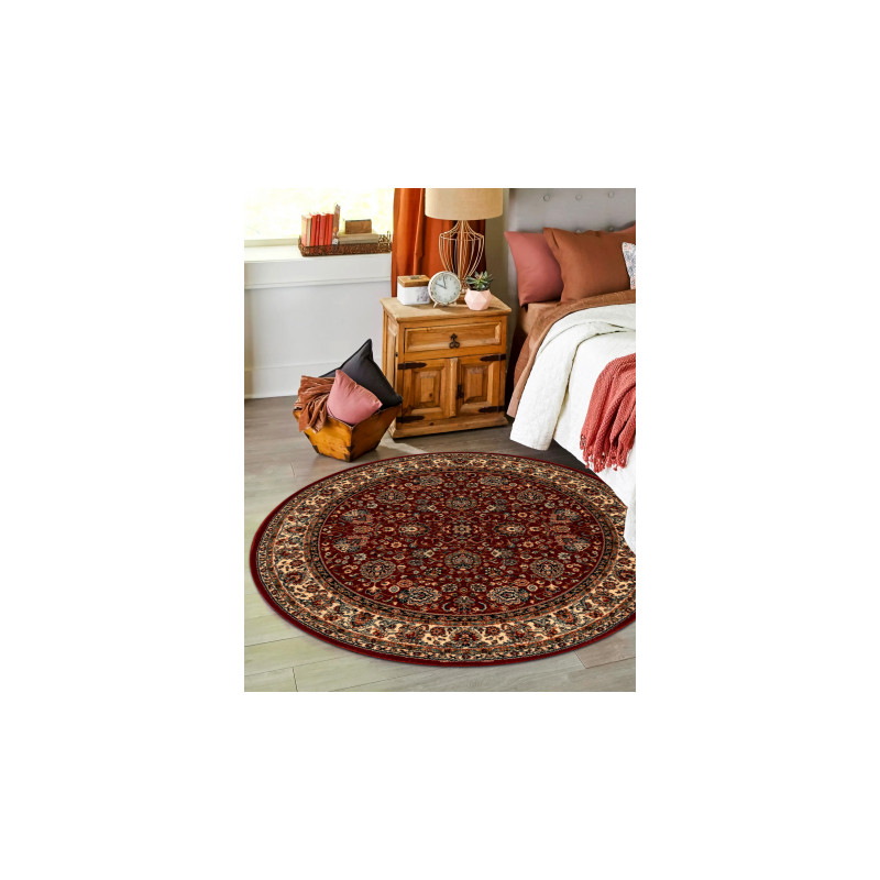 Dywan wełniany KASHQAI 4362 302 koło ornament bordo / beż koło 120cm Dywan wełniany KASHQAI 4362 302 koło ornament bordo / beż koło 120cm