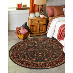 Dywan wełniany KASHQAI 4362 400 koło ornament zielony / bordo koło 120cm