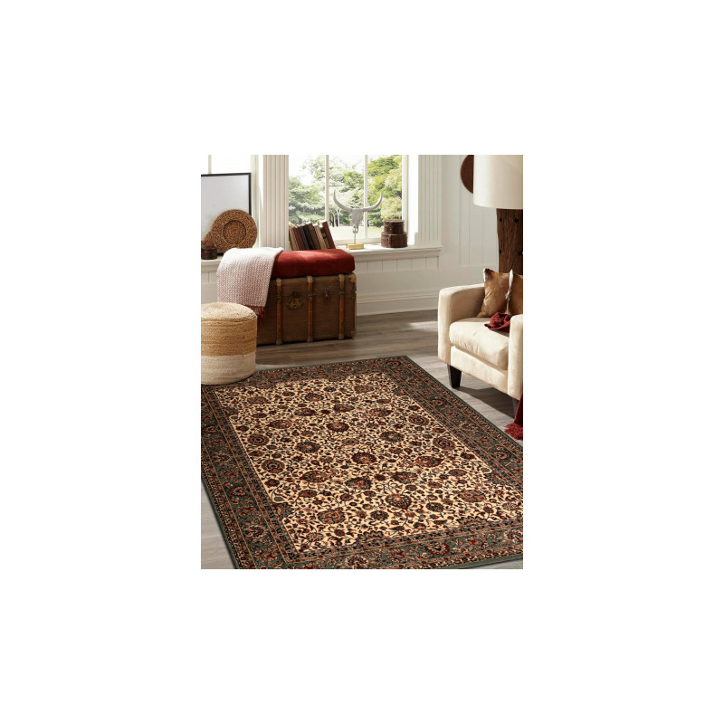 Dywan wełniany KASHQAI 4362 101 ornament beż / zielony 120x170cm