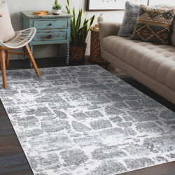 Dywan MEFE nowoczesny  6184 Kostka brukowa cegła - Strukturalny, dwa poziomy runa ciemnoszary 200x290cm