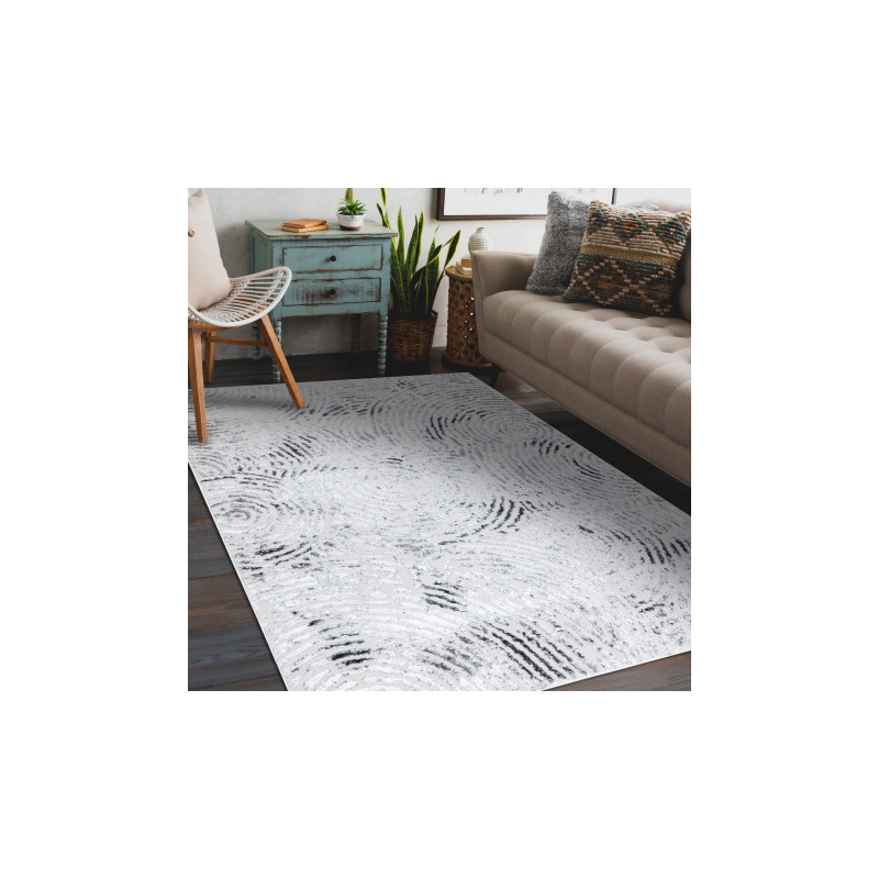 Dywan MEFE nowoczesny 8725 Koła odcisk palca - Strukturalny, dwa poziomy runa szary 180x270cm Dywan MEFE nowoczesny 8725 Koła odcisk palca - Strukturalny, dwa poziomy runa szary 180x270cm