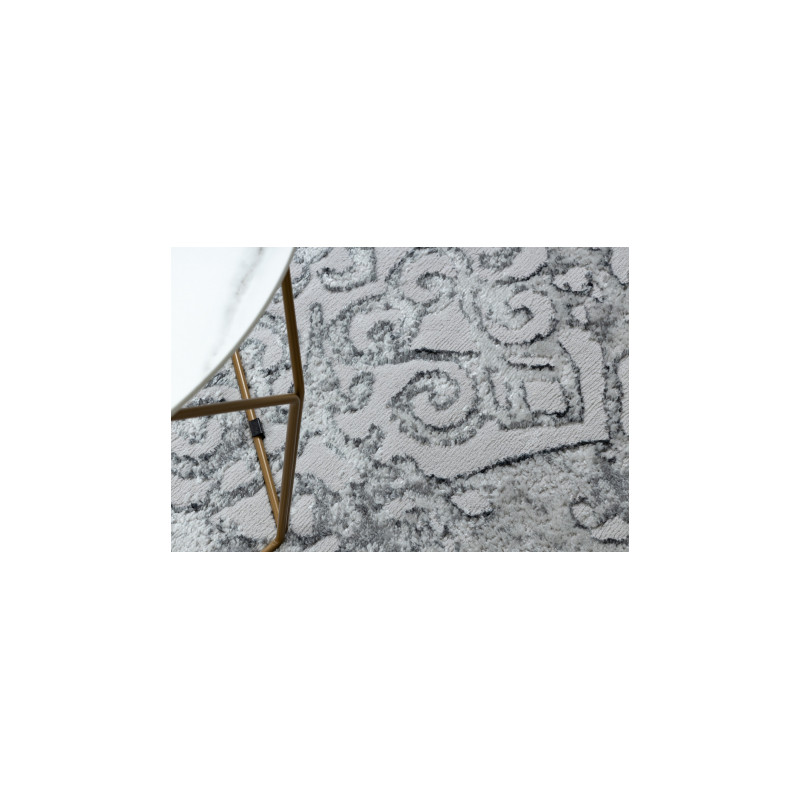Dywan MEFE nowoczesny  8724 Ornament vintage przecierany - Strukturalny, dwa poziomy runa szary 160x220cm