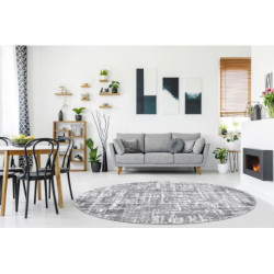 Dywan MEFE nowoczesny Koło 8722 Linie vintage przecierany - Strukturalny, dwa poziomy runa szary / biały koło 160cm Dywan MEFE nowoczesny Koło 8722 Linie vintage przecierany - Strukturalny, dwa poziomy runa szary / biały koło 160cm