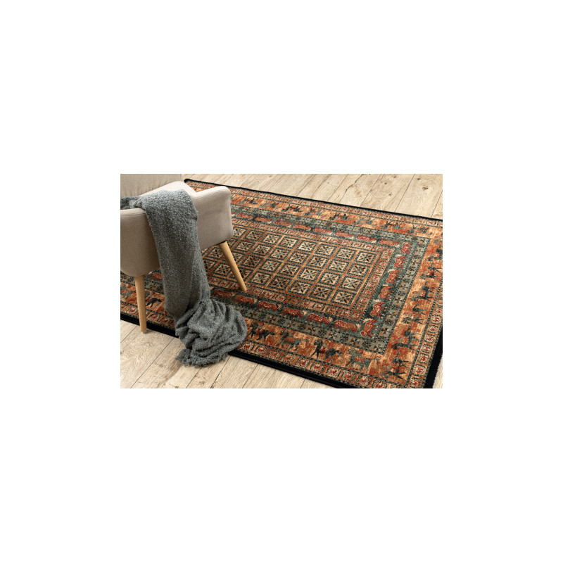 Dywan wełniany KASHQAI 4301 500 orientalny, ramka beż / zielony 120x170cm
