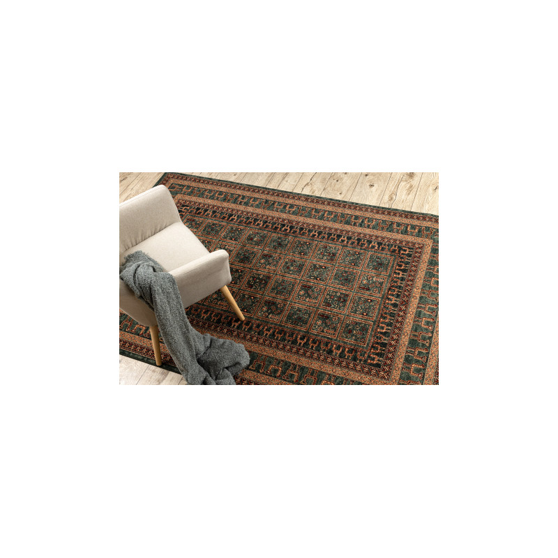 Dywan wełniany KASHQAI 4349 400 orientalny, ramka zielony 120x170cm Dywan wełniany KASHQAI 4349 400 orientalny, ramka zielony 120x170cm