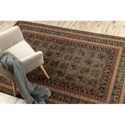 Dywan wełniany KASHQAI 4349 400 orientalny, ramka zielony 135x200cm
