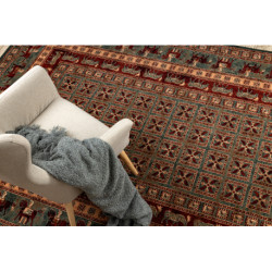 Dywan wełniany KASHQAI 4301 401 orientalny, ramka zielony / terakota 120x170cm