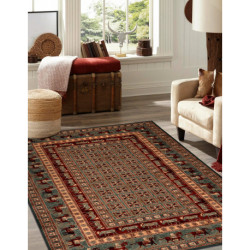 Dywan wełniany KASHQAI 4301 401 orientalny, ramka zielony / terakota 135x200cm Dywan wełniany KASHQAI 4301 401 orientalny, ramka zielony / terakota 135x200cm