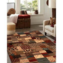 Dywan wełniany KASHQAI 4353 990 Patchwork terakota / beż 160x240cm