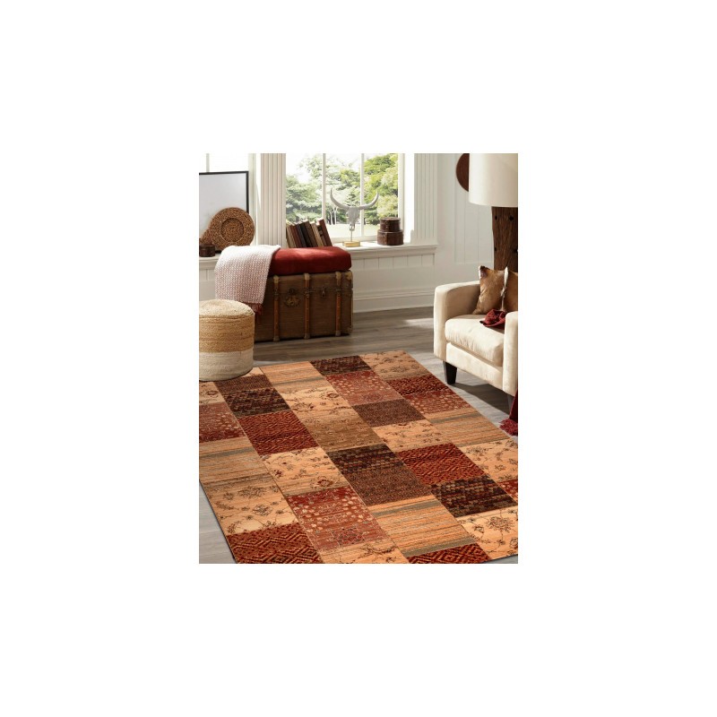 Dywan wełniany KASHQAI 4327 101 Patchwork terakota 160x240cm Dywan wełniany KASHQAI 4327 101 Patchwork terakota 160x240cm