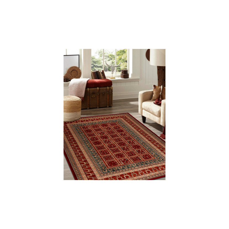 Dywan wełniany KASHQAI 4349 300 orientalny, ramka terakota / zielony 200x300cm Dywan wełniany KASHQAI 4349 300 orientalny, ramka terakota / zielony 200x300cm