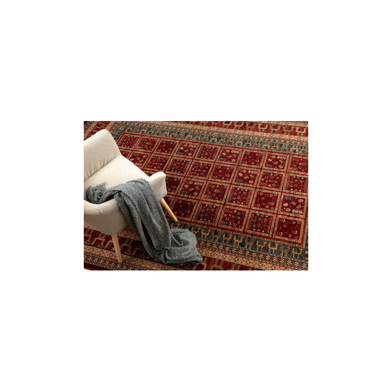 Dywan wełniany KASHQAI 4349 300 orientalny, ramka terakota / zielony 200x300cm Dywan wełniany KASHQAI 4349 300 orientalny, ramka terakota / zielony 200x300cm
