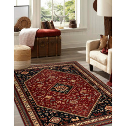Dywan wełniany KASHQAI 4364 301 orientalny, ramka bordo / czarny 200x300cm Dywan wełniany KASHQAI 4364 301 orientalny, ramka bordo / czarny 200x300cm