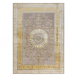 Dywan BLISS Z160AZ147 ciemny beż / złoty - Ramka, grecki ekskluzywny, strukturalny  120x170cm