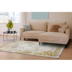 Dywan BLISS Z203AZ137 krem / złoty - Ramka, grecki, nowoczesny, strukturalny  140x190cm