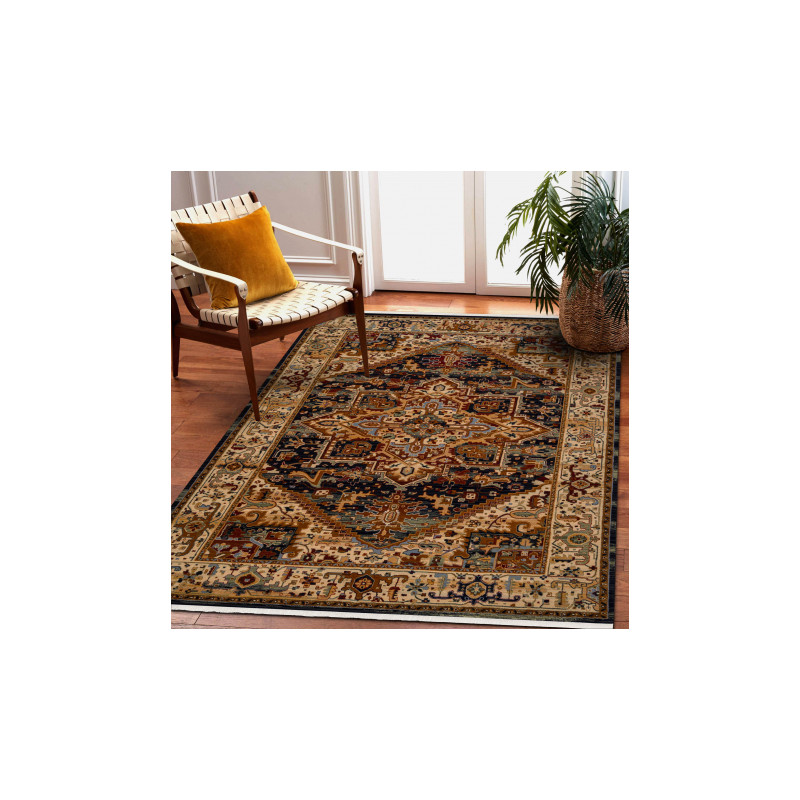 Dywan KESHAN Frędzle, Ornament, ramka orientalny 2886/53511 beż / granat 200x290cm
