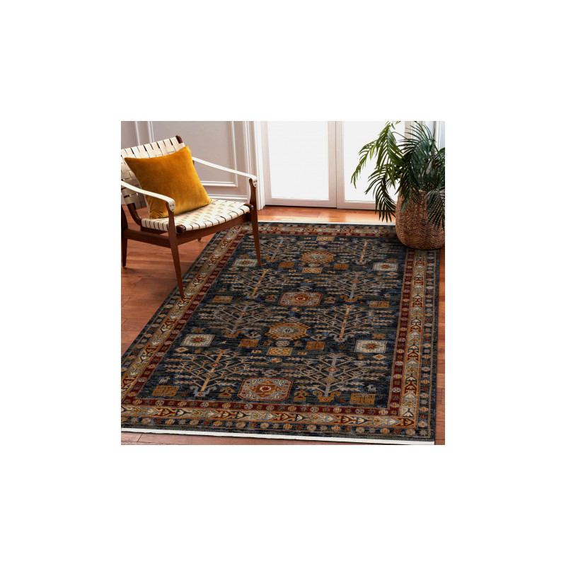 Dywan KESHAN Frędzle, Ramka orientalny 6174/53511 granat / bordo 200x290cm Dywan KESHAN Frędzle, Ramka orientalny 6174/53511 granat / bordo 200x290cm