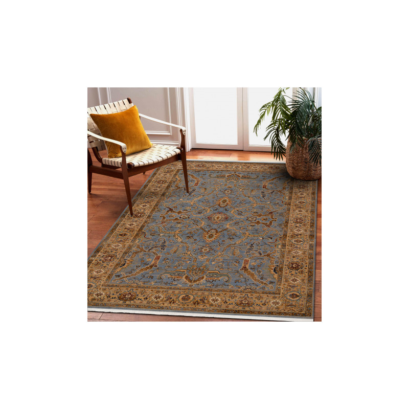 Dywan KESHAN Frędzle, Ramka orientalny 7875/53544 beż / niebieski 200x290cm