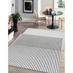 Dywan PEARL 51333K krem / czarny - Linie, ekskluzywny, strukturalny  192x290cm