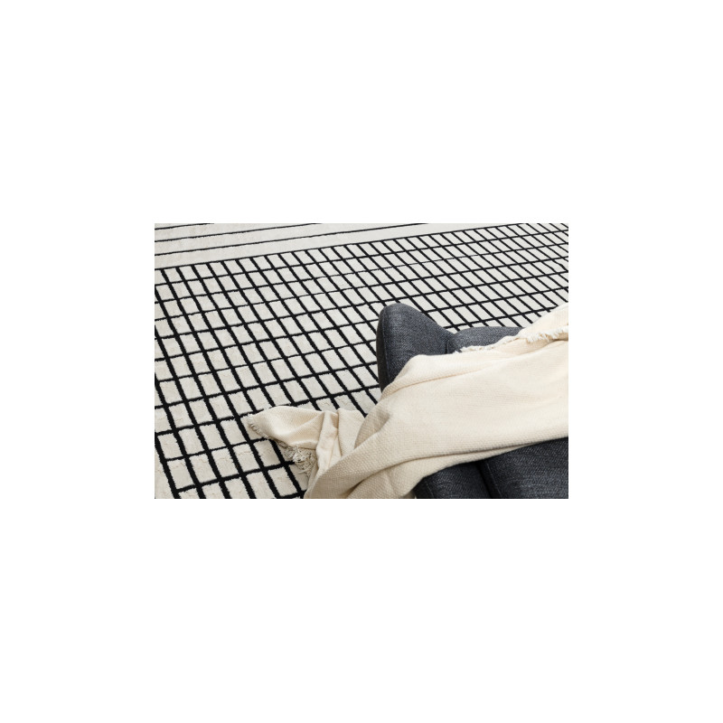 Dywan PEARL 51333K krem / czarny - Linie, ekskluzywny, strukturalny  192x290cm