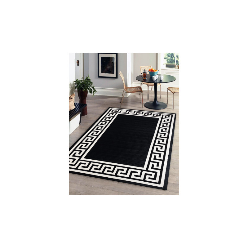Dywan PEARL 51327H czarny - Ramka, grecki ekskluzywny, strukturalny  192x290cm