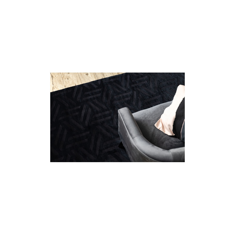 Dywan PEARL 51326E czarny - Geometryczny, ekskluzywny, strukturalny  154x230cm