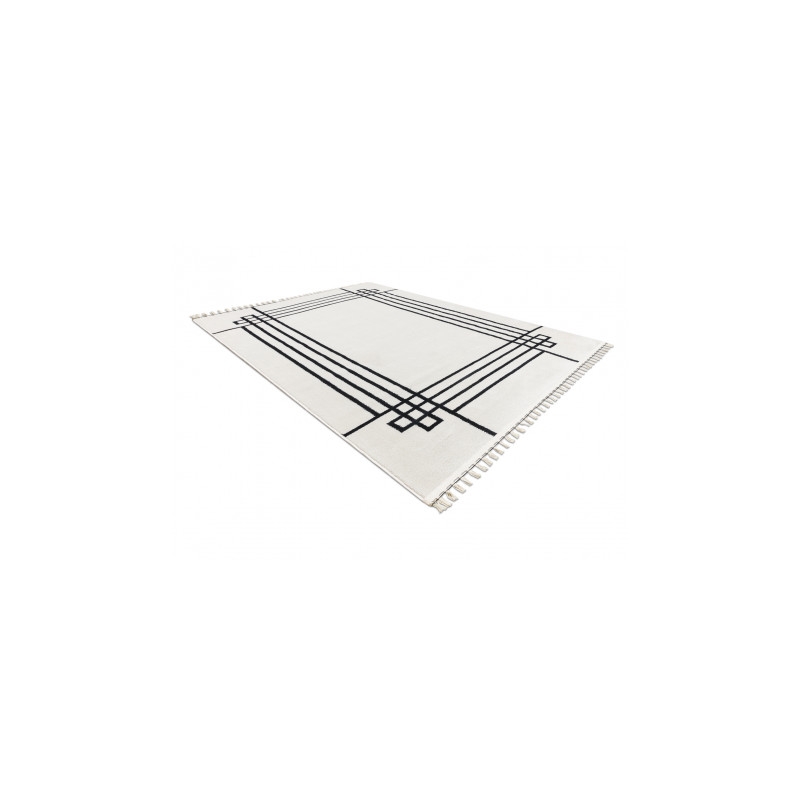 Dywan AMOUR 53096C krem - Ramka, linie nowoczesny, elegancki 98x200cm