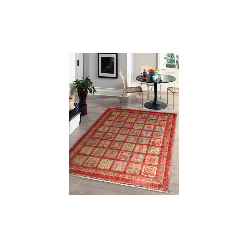 Dywan HERIZ A0985A Orientalny, ramka bordo - z bambusowej przędzy, ekskluzywny, stylowy 200x290cm