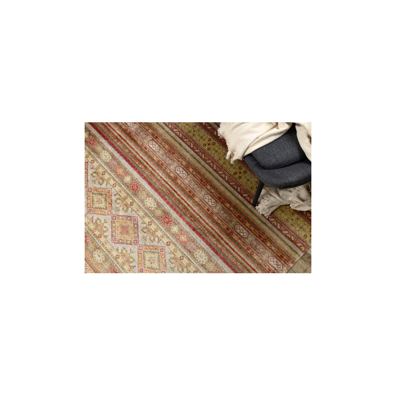 Dywan HERIZ A0986B Orientalny beż / bordo - z bambusowej przędzy, ekskluzywny, stylowy 200x290cm