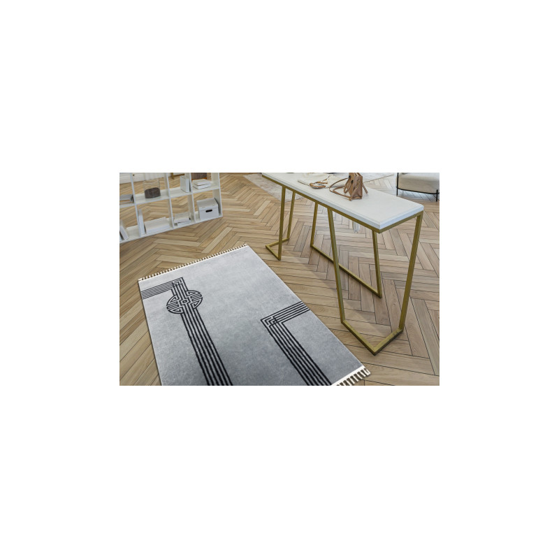 Dywan AMOUR 53116D szary - Geometryczny, linie nowoczesny, elegancki 98x300cm