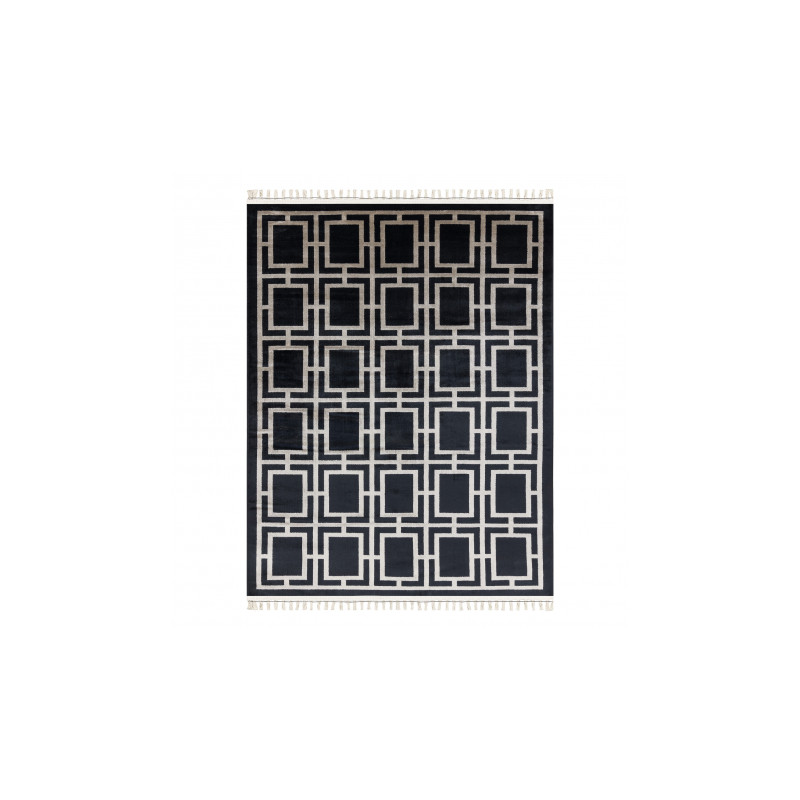 Dywan AMOUR 53078B czarny - Geometryczny, linie nowoczesny, elegancki 78x300cm