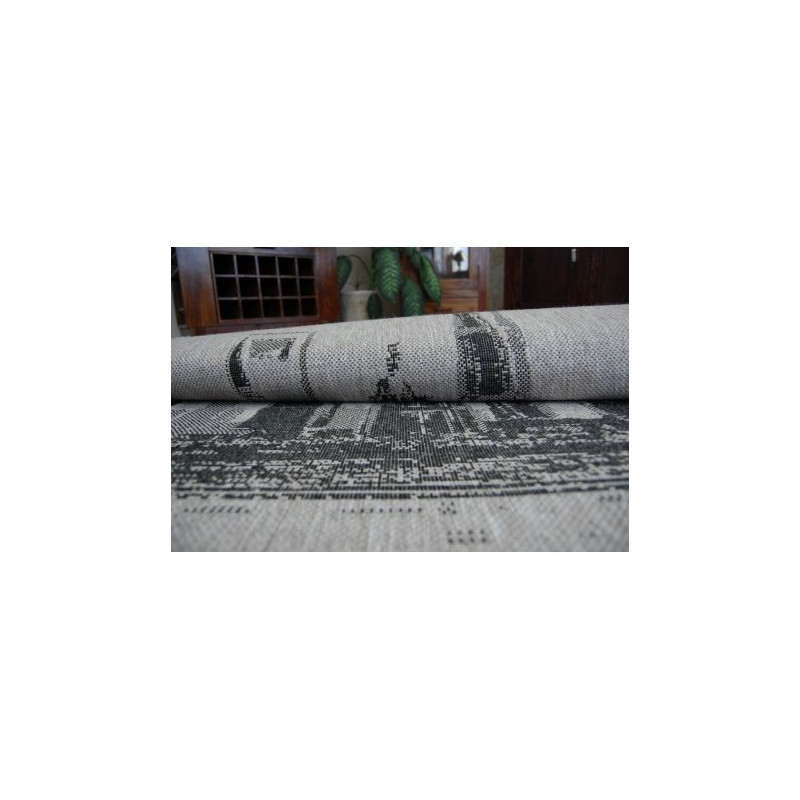 DYWAN SZNURKOWY SIZAL FLOORLUX 20240 srebrny / czarny 240x330cm