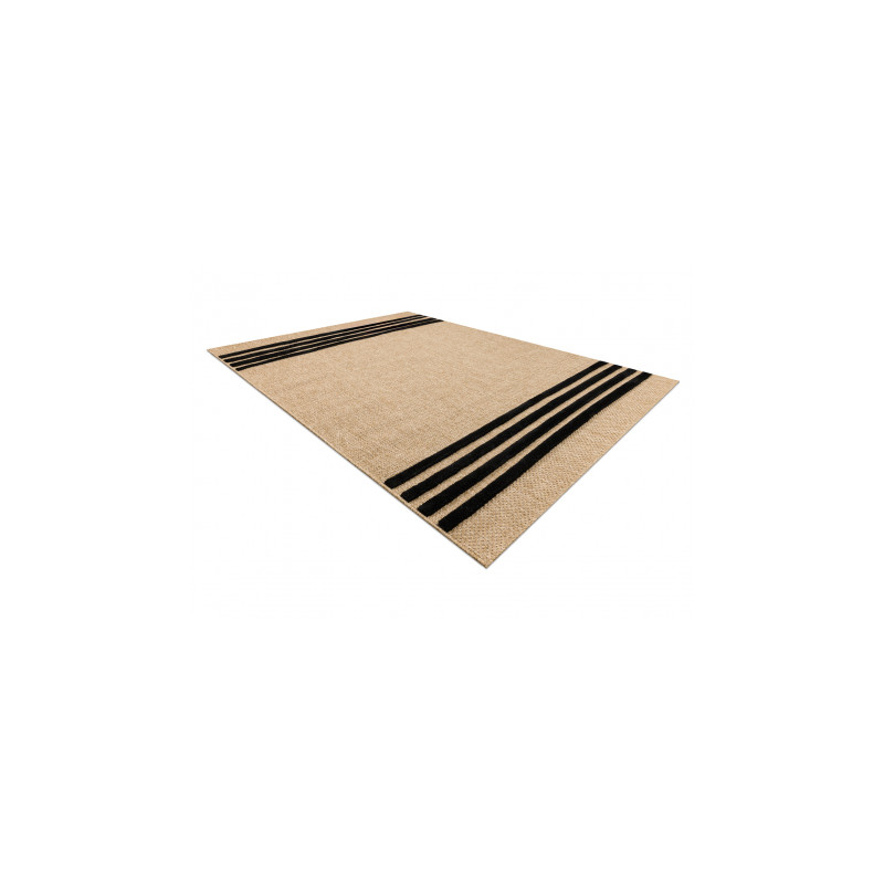 Dywan SPARK 0689 beż / czarny - Linie, sizal, strukturalny  80x150cm