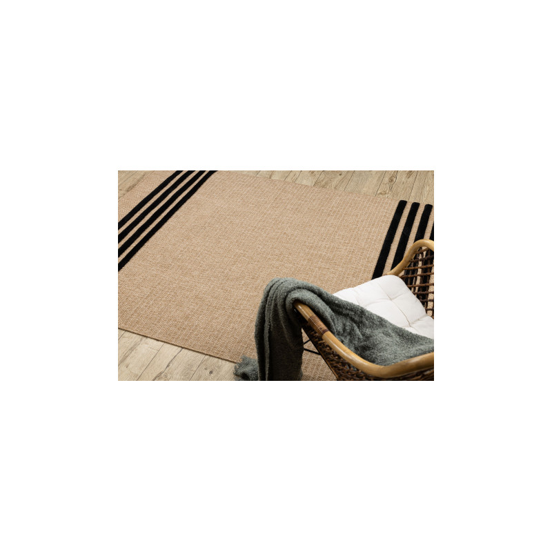 Dywan SPARK 0689 beż / czarny - Linie, sizal, strukturalny  120x170cm