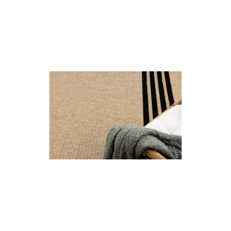 Dywan SPARK 0689 beż / czarny - Linie, sizal, strukturalny  140x190cm
