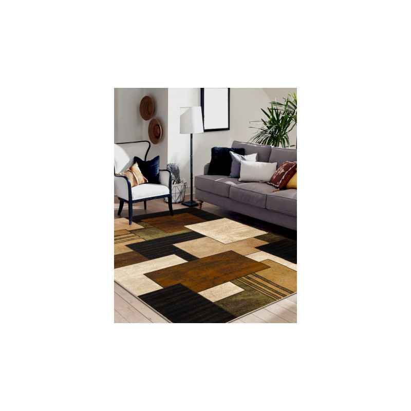 Dywan ROYAL 5367 Geometryczny 3D - czarny / brązowy 250x350cm Dywan ROYAL 5367 Geometryczny 3D - czarny / brązowy 250x350cm