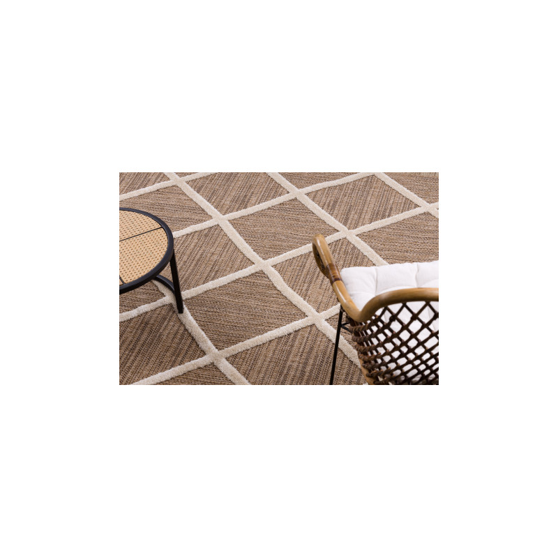 Dywan SPARK 0708A beż / krem - Kratka, romby sizal, strukturalny  160x220cm