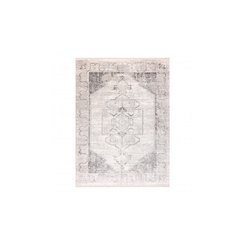 Dywan DISTIN 0107B szary / jasnoszary / biały nowoczesny - Ornament, ramka, vintage, frędzle 160x230cm