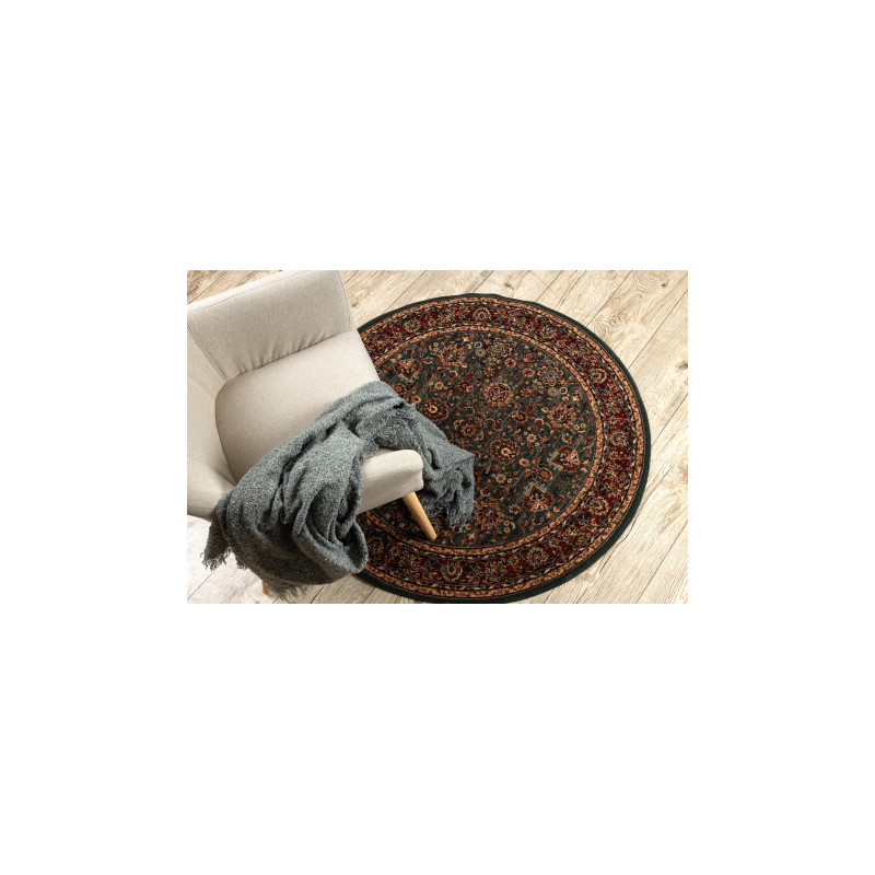 Dywan wełniany KASHQAI 4362 400 koło ornament zielony / bordo koło 160cm