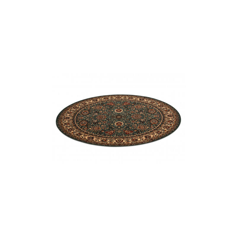 Dywan wełniany KASHQAI 4362 410 koło ornament zielony / beż koło 120cm