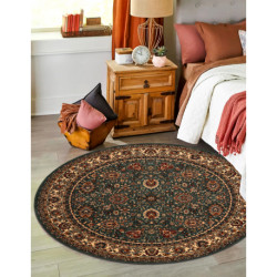 Dywan wełniany KASHQAI 4362 410 koło ornament zielony / beż koło 120cm