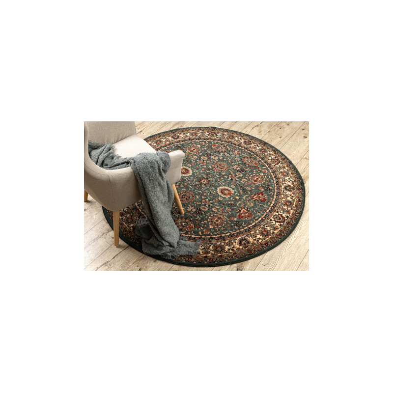 Dywan wełniany KASHQAI 4362 410 koło ornament zielony / beż koło 120cm