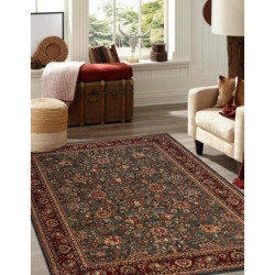 Dywan wełniany KASHQAI 4362 400 ornament zielony / bordo 80x160cm