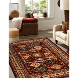 Dywan wełniany KASHQAI 4306 300 orientalny, ramka terakota / beż 67x275cm