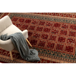Dywan wełniany KASHQAI 4349 300 orientalny, ramka terakota / zielony 67x275cm Dywan wełniany KASHQAI 4349 300 orientalny, ramka terakota / zielony 67x275cm